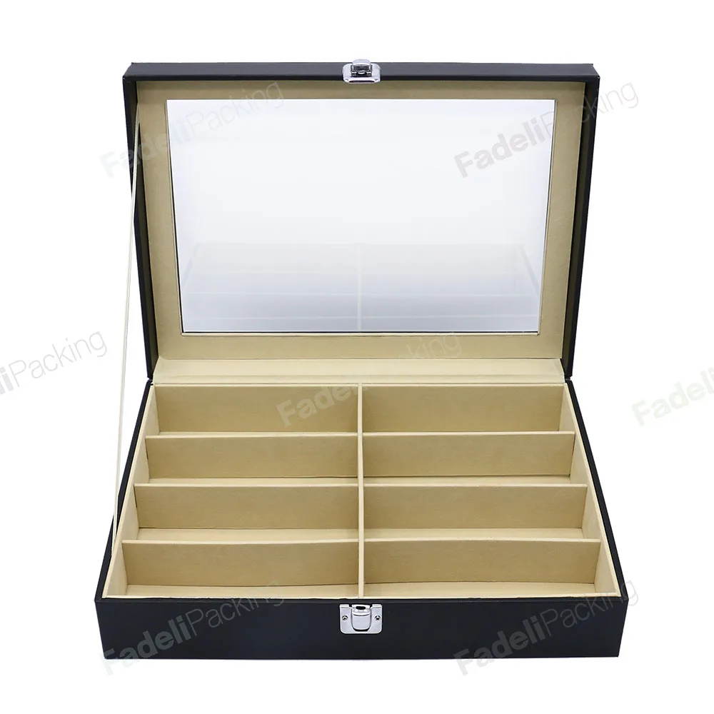 Glasses Storage Box Custom 8 slots Leather Glasses Packaging Cases Display