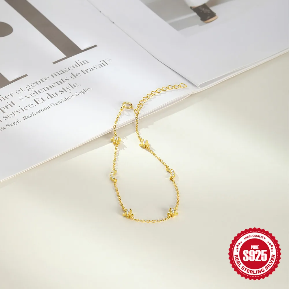 Carline Silver 925 Bracelet Gold Filled Bangles Korean Bracelets Pearl Bracelets Women Moon And Star Zirconia Jewelry Women