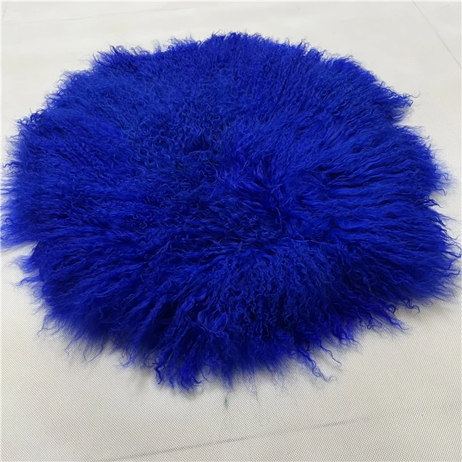 bright blue Curly Kalgan Lamb Fur Plate Throw