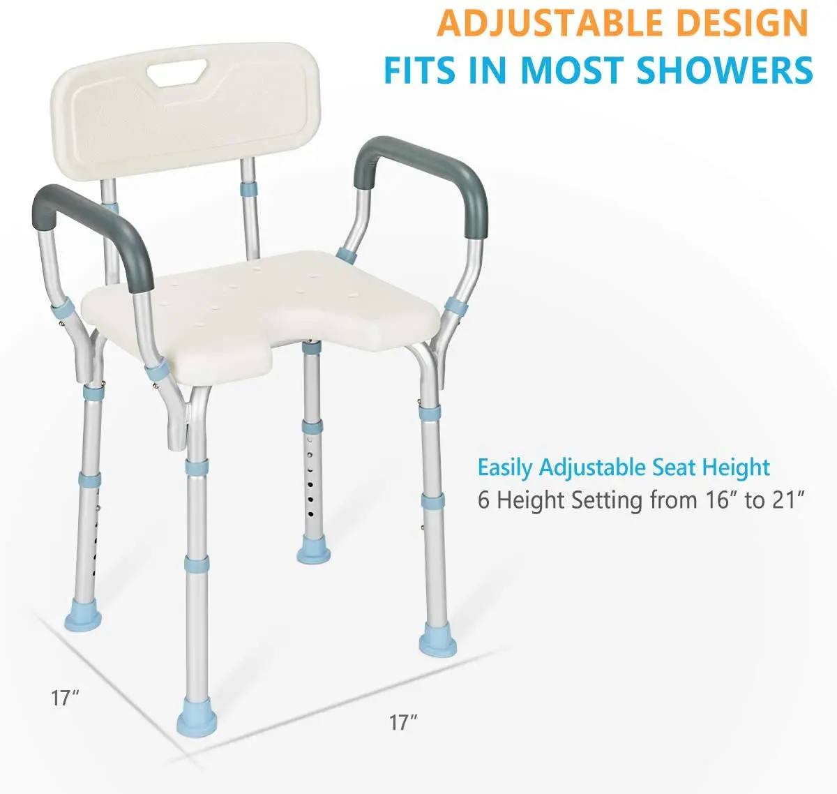 ningbo hospital shower seat with Back and Arms Weight Capacity 300LBS shower stool bathroom chair wholesale