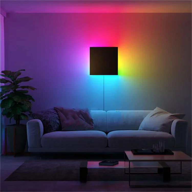 Nordic RGB Wall Lights Square Indoor Modern Decorative Living Room Sofa Bedroom Bedside LED Wall lamp with Remote Control