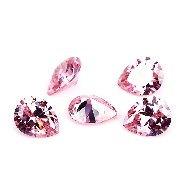 China Factory price Wholesale diverse 3A Quality pink garnet colors cz stone Pear cut 5x3mm 9x6mm Synthetic cubic zircon