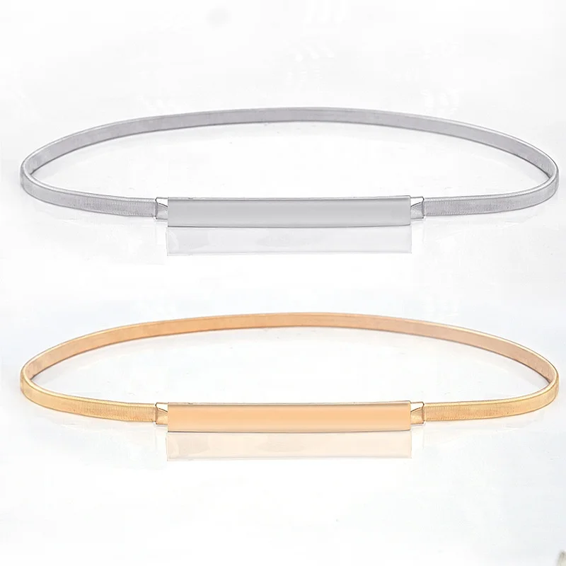 wholesale high quality designer Metal Sequin Elastic belts women  Ladies Thin Stretch Chain Waist belts