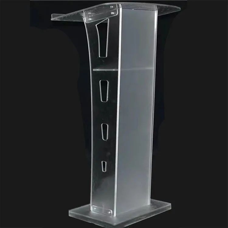 
Custom transparent acrylic lectern podium floor-standing church podium with LED lights 