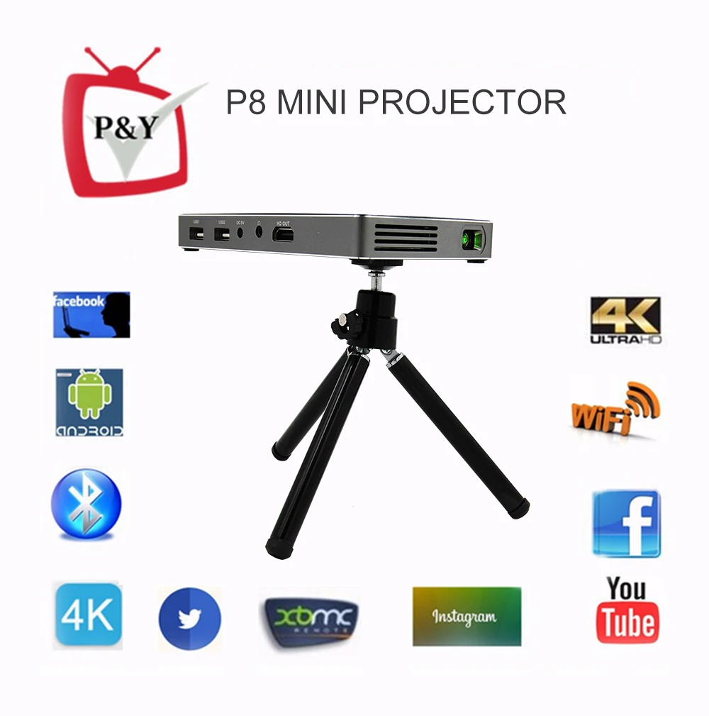  4K проектор домашний кинотеатр четырехъядерный портативный android Мини