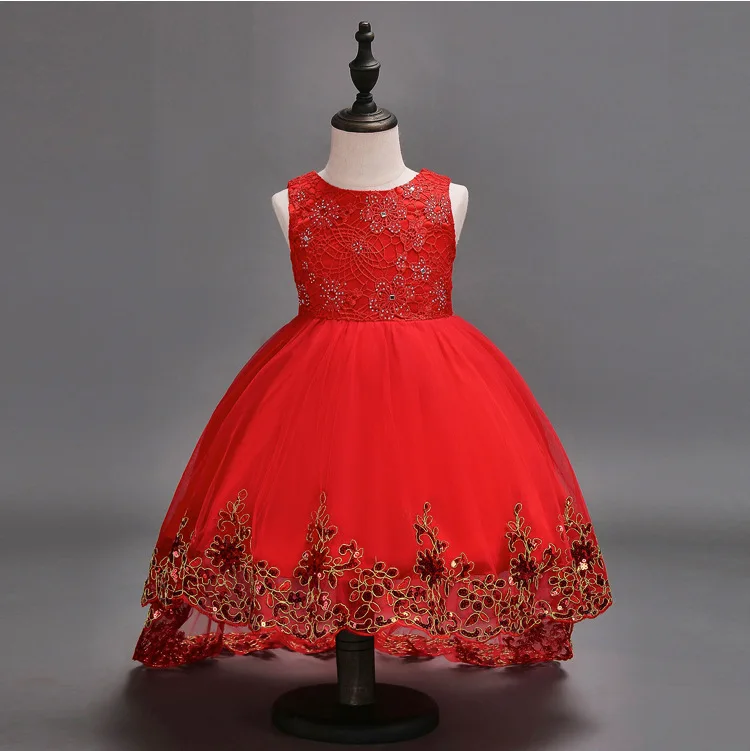 European Style Girl Wedding Dress For Kids Lovely Birthday Party Tutu Dresses For Girls 2-12 Years Old Sleeveless