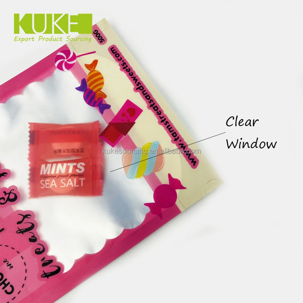 Custom printed reusable gummy freeze dried candy aluminum foil stand up mylar bags pouch with window