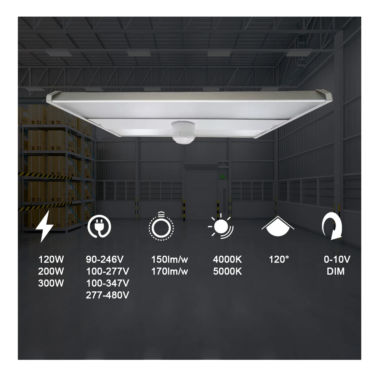Small Size UGR<24 Smart Control Light 300W 54000LM Modularization Affordable High-bay light Linear for Warehouse