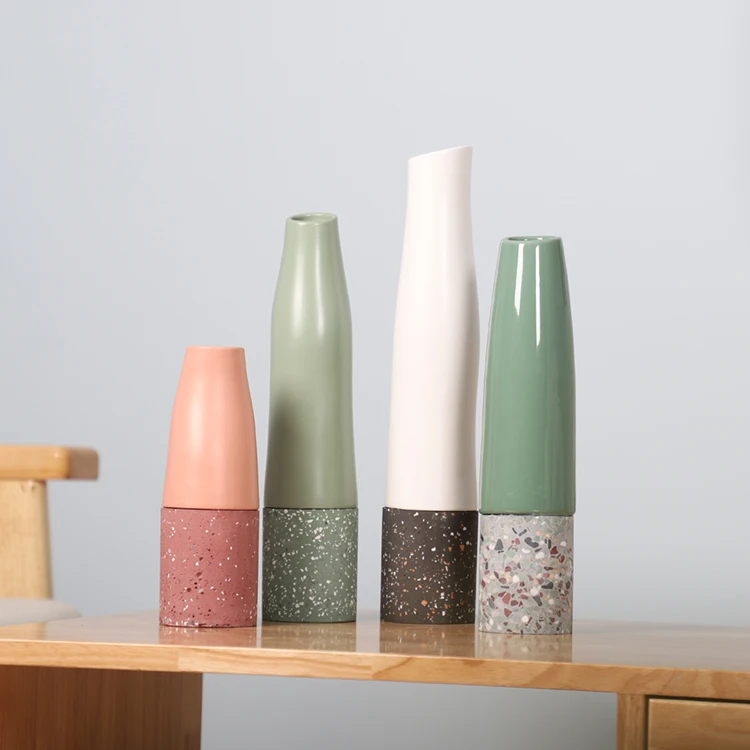  Роскошные украшения terrazzo свадебное украшение ваза для бутонов/недорогие керамические вазы домашнего