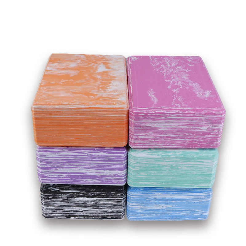 Best selling organic material yoga blocks with strap custom logo  fitness gym EVA foam marble yoga blocks