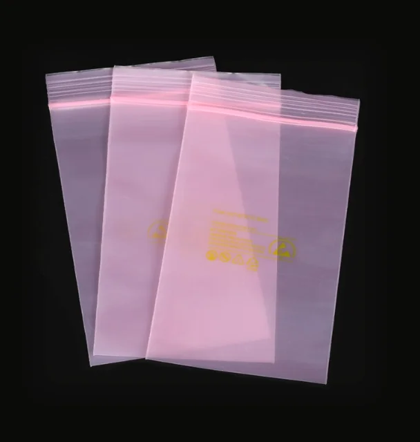 Pink ESD LDPE Bag Dissipative Zipper PE Bag Pink Anti Static Tube