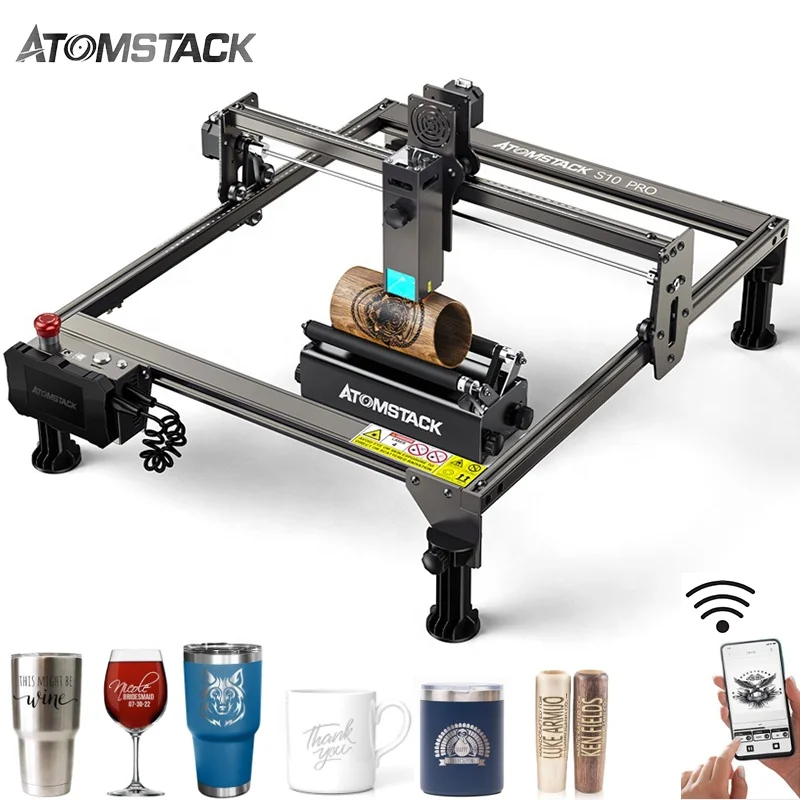 Atomstack A10 X7 S10 Pro 50W Small Diode Laser Wifi Controlled Metal Wood Jewelry Seal Engraving Metal Laser Cutting Machines