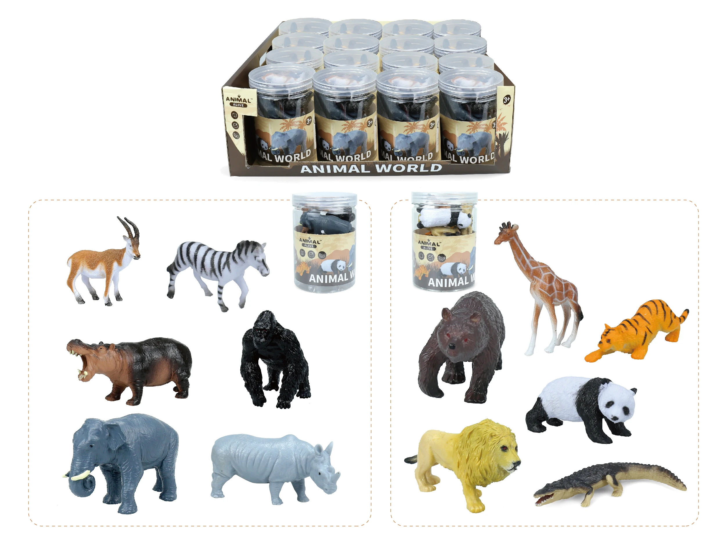 Miniature Simulation Zoo Farm Animal Set Toy Dinosaurs Model Plastic Toy Forest PVC Wild Animals Figures Toys Set