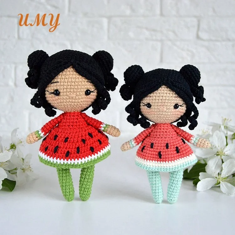 Handmade Dolls Custom Knitting Watermelon Small Soft Toys Hand Crochet Doll Amigurumi