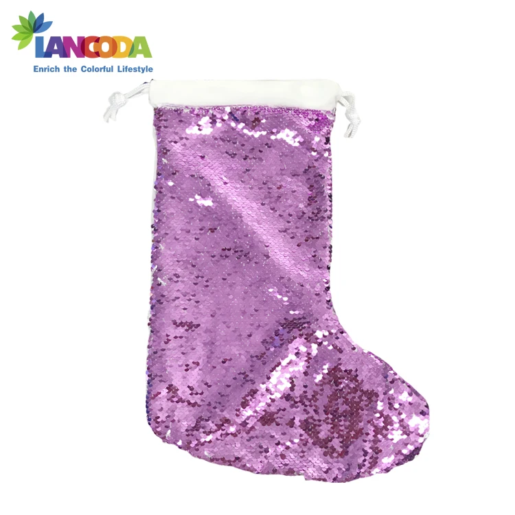 Lancoda Русалка Реверсивные сублимационные рождественские пустые блестки фото чулки