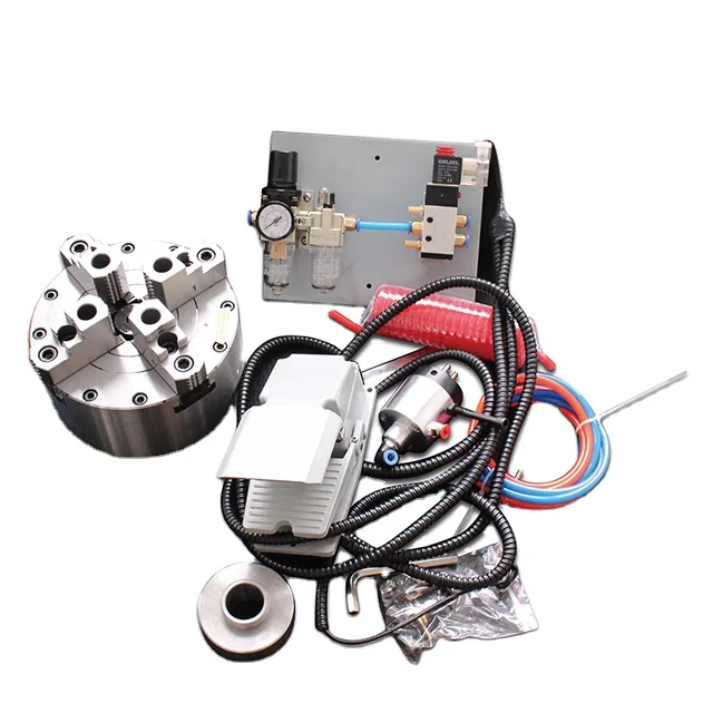 4 Jaw Solid pneumatic chuck Built-in Cylinder Lathe Chuck 5/6/8/10/12 Inch Non Through-Hole Chuck for CNC Lathe Machine