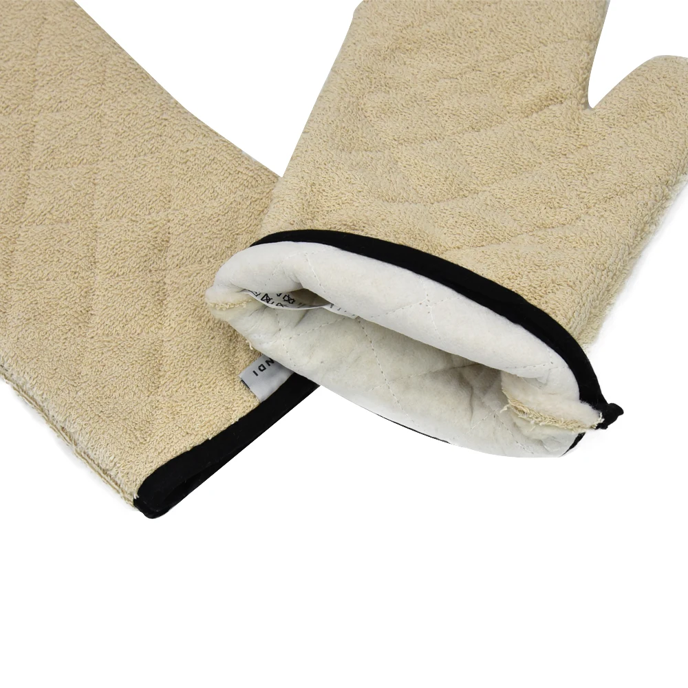 household baking microwave heat resistance kitchen hand mitten 100%cotton terry oven mitt