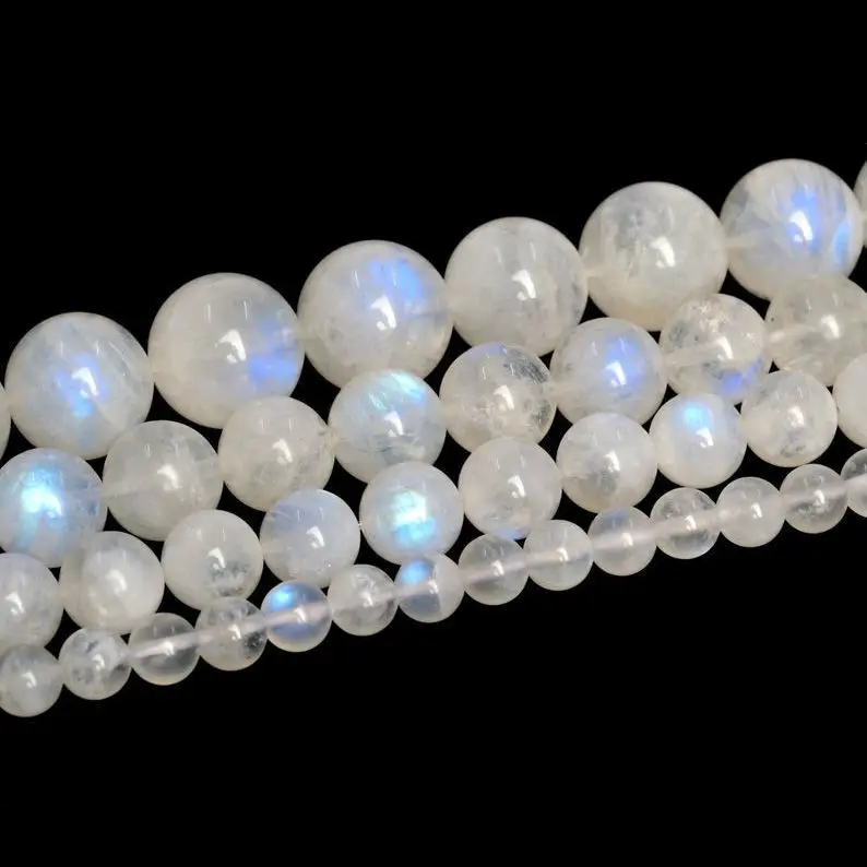 Sri Lanka 10mm  Genuine Round High Grade Rainbow Moonstone Loose Beads
