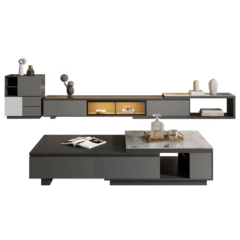 Современный Простой прямоугольный выдвижной журнальный столик для гостиной, шкаф для телевизора, боковой шкаф, комбинированная мебель