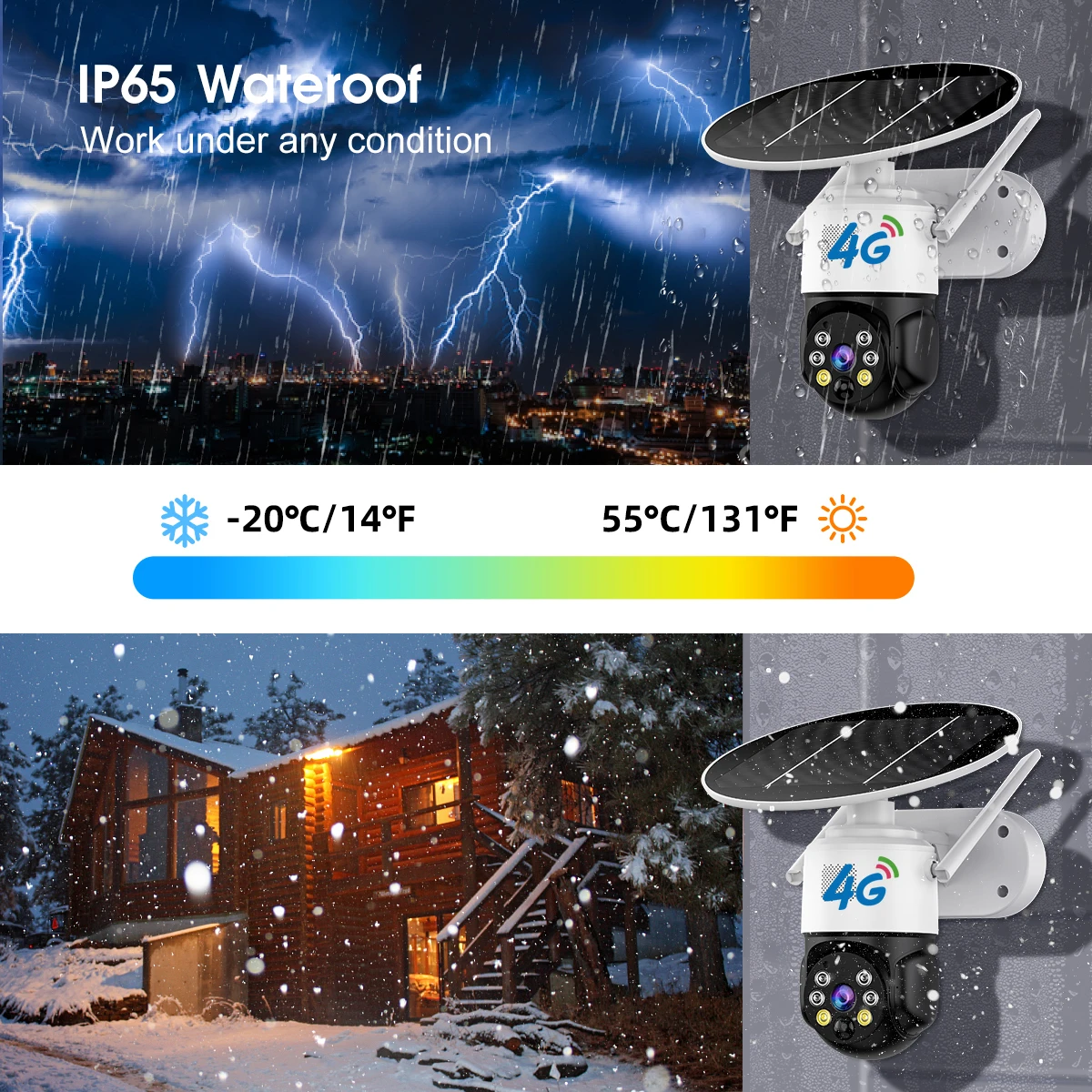 Solar Outdoor Surveillance Camera Wifi Surveillance Camera Solar Energy Sim Card Wireless 4G IR Motion Detection Night Vision