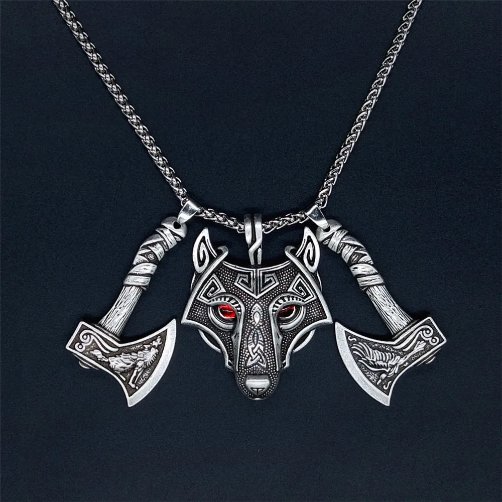 Jewelry wholesale alloy Viking pendant personalized jewelry wolf head necklace