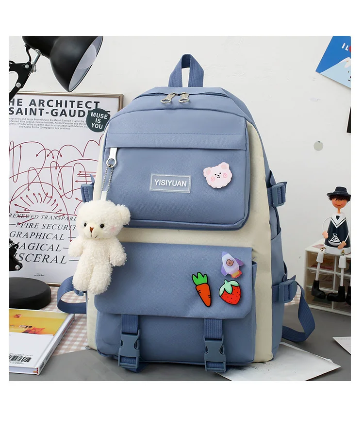 Allogogo 2024 School Book Bag 4 Piece Student School Bags Set Large Capacity Backpack for Girls Teenagers Children