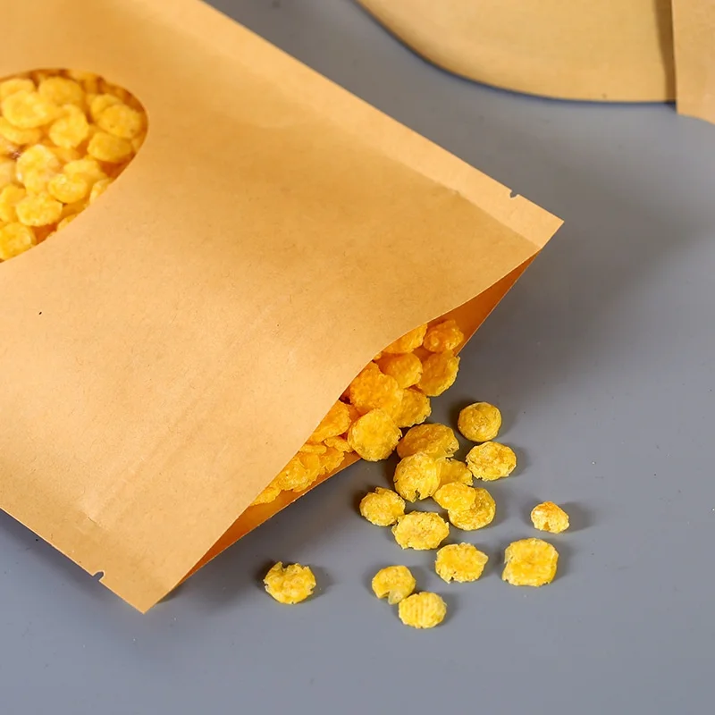 
Recycled Custom Printed Luxury Small lock Kraft Paper Bag With Clear Window For Food Wholesale Price 