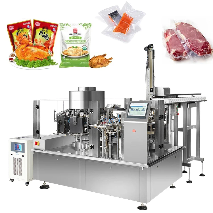 Multifunctional Fully Automatic  double chamber vaccume Roast Duck with Turkey Meat Packing Packaging Machine