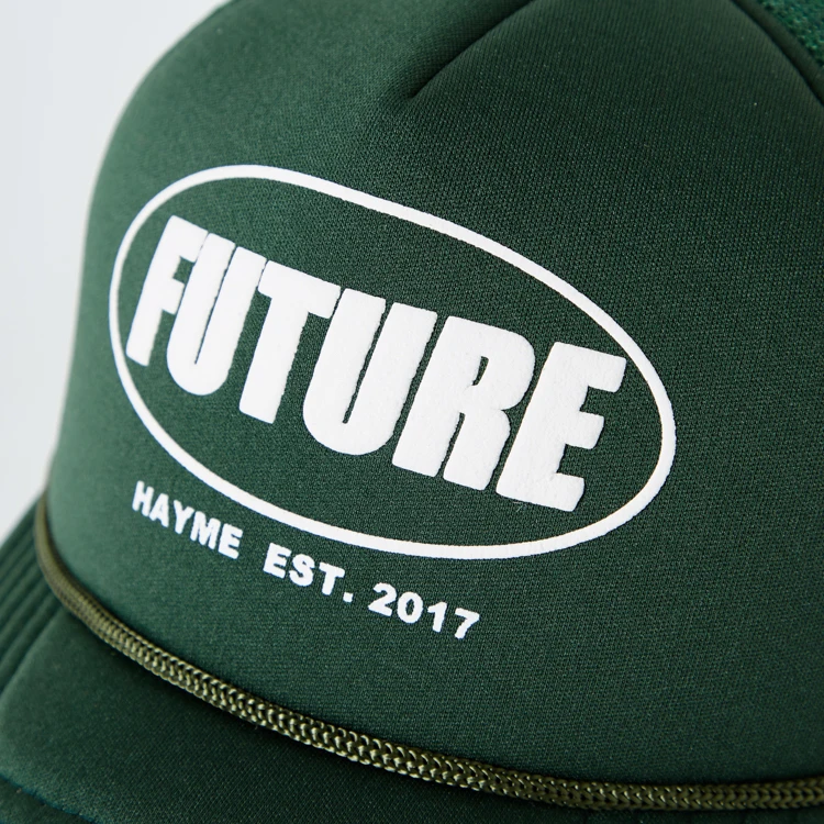 Customise Foam Trucker Hat Rope Puff Print 5 Panel Mesh Hat And Trucker Cap