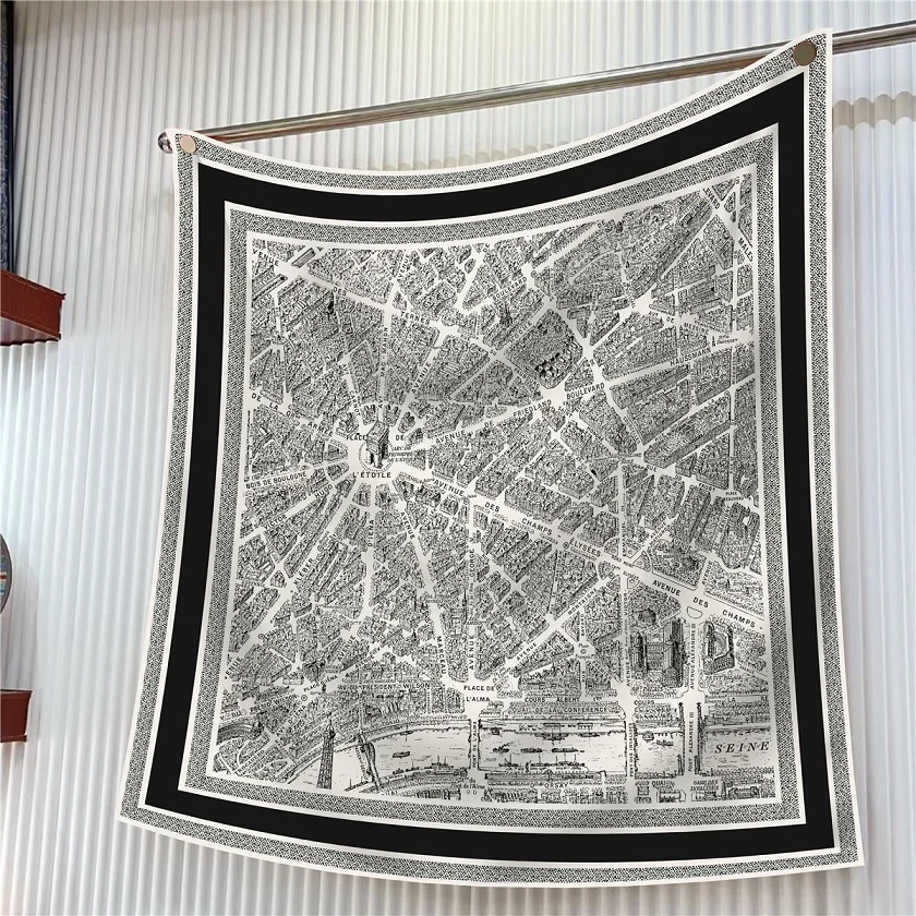 Hand Printed LISA Printed Scarf Square Scarf Silk Feel Scarves Printed Lady Hijab 90x90 cm