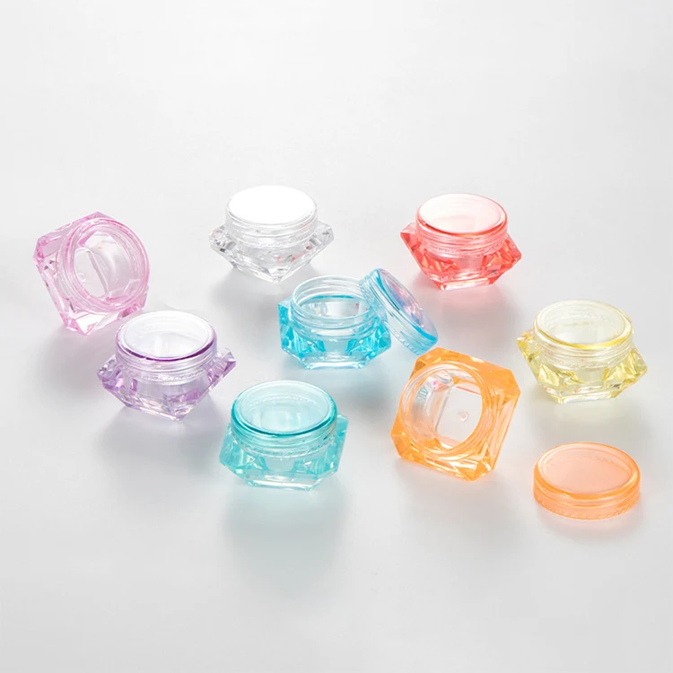 Маленький мини-контейнер для пудры для ногтей, роскошный косметический пустой пластиковый контейнер для крема диаметром 3 г, 5 г с крышкой