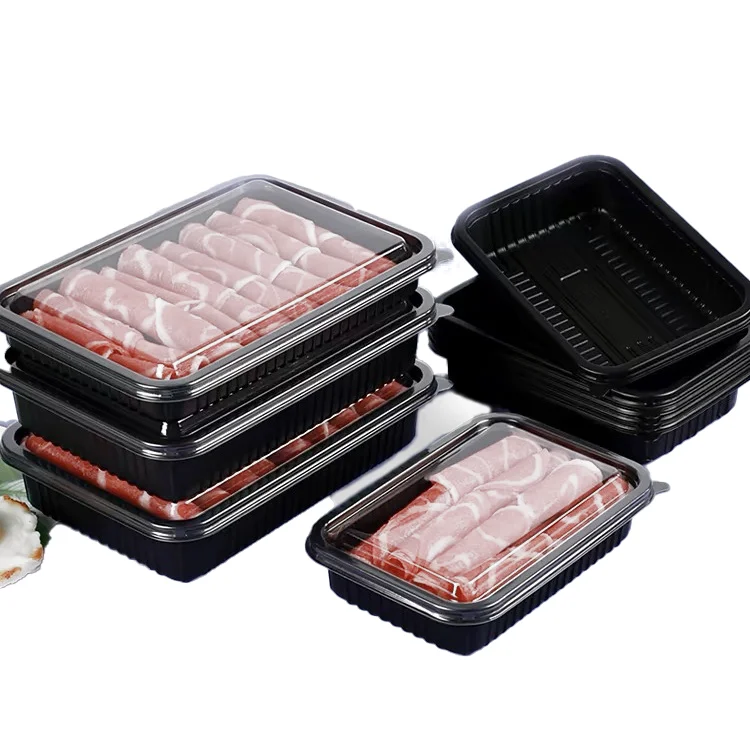 Factory Manufacturer Mutton Roll Packing Plastic Boxes for Supermarket Food Delivery