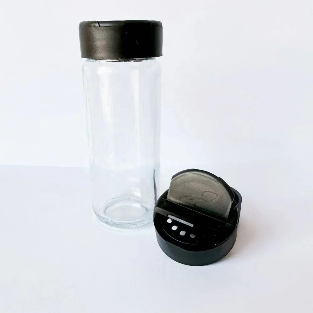 spice shaker bottle glass seasoning jar with flap top cap