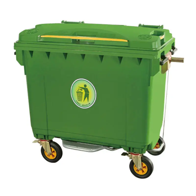 660L открытый общественный мусорный бак парк уличный HDPE с металлической педалью