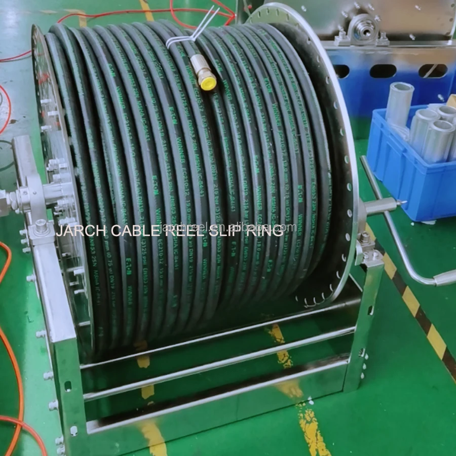 100m motorized hose reels spring loaded cable reel drum for hoist