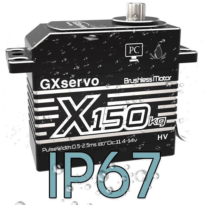 GX 150KG Servo High Voltage Full Strength Steel Helical Gear Crawler Robot Parts 1/5 Programmable Brushless Motor Controller