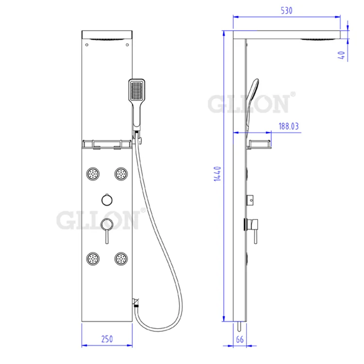 Shower Tower Rainfall Waterfall Head Multi Function Faucet Stainless Steel Massage System Body Jet Rain