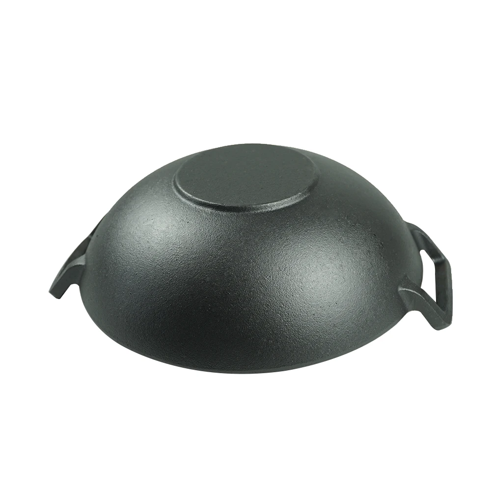 30cm Cast Iron Wok Pan Double Handle Pre-seasoned Chinese Traditional Cast Iron Cooking Wok Pots