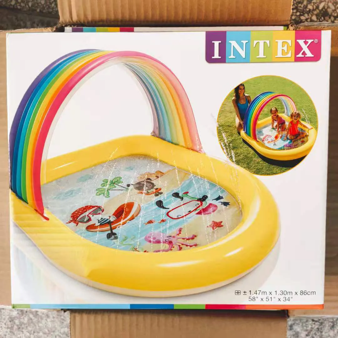 A0731 Intex 57156 plastic mini inflatable roof play center water park sports kids baby outdoor swimming pool with slides