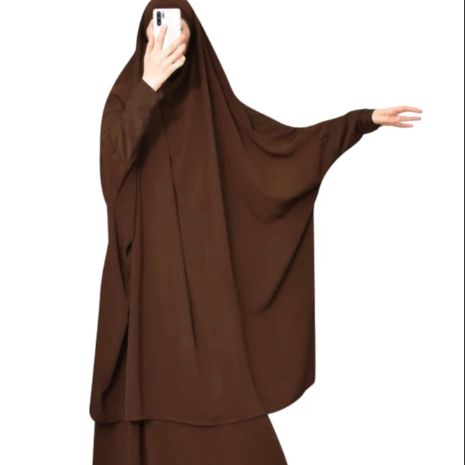 Wholesale muslims rebe in Solid Color Dubai Arab Jilbab Abaya 2 Piece Jilbab Set Abaya Muslim Prayer Dress Women