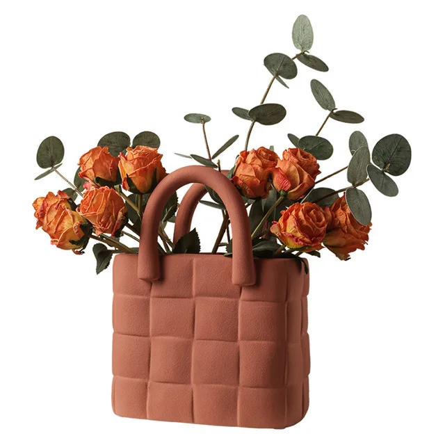 Modern Creative Bag Flower Vase Ceramic Nordic For Home Decor