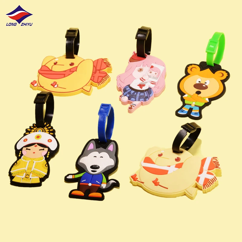 Longzhiyu 17 Years Manufacturer Cartoon Animal PVC Suitcase Tag Irregular Soft Silicone Luggage Tag Claim Label