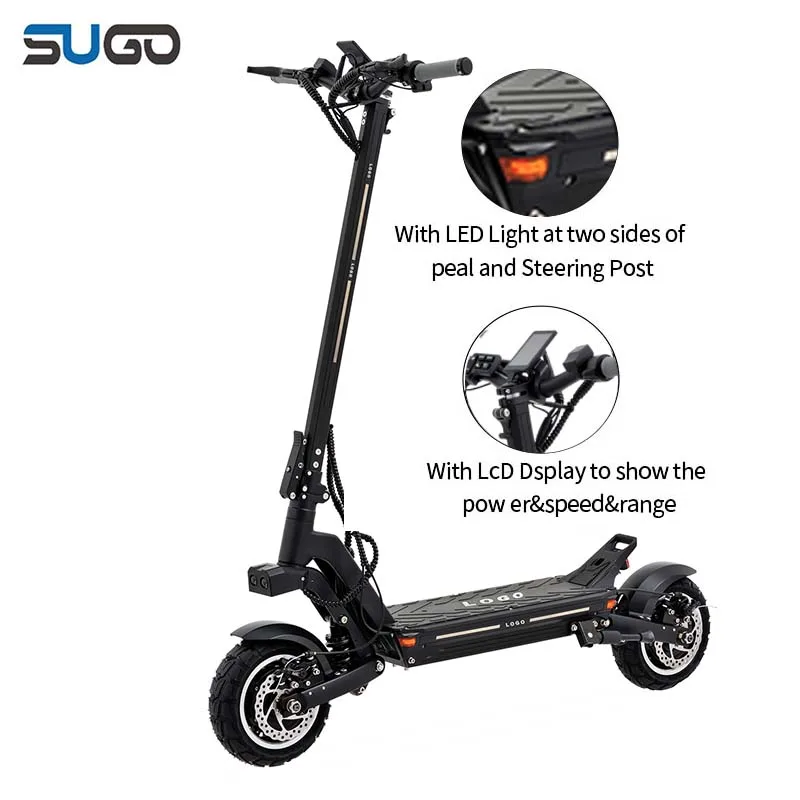 Electric Scooter Adult 700w 10inch Tire Led Light Steering Post 30-35KM Electric Scooter Foldable