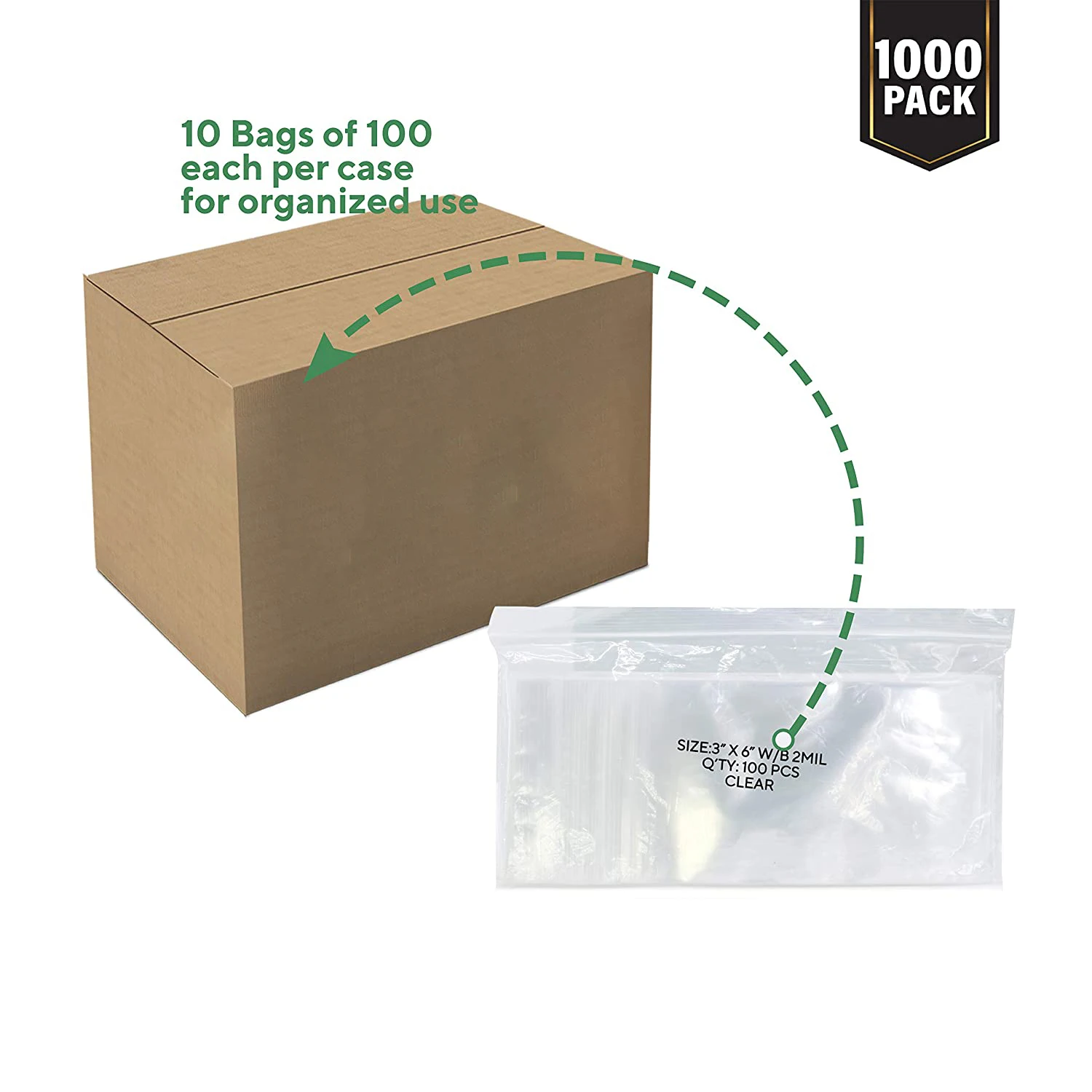 Food Grade Clear 2 mil Thick Poly Bag PE Plastic Small Zip Bags With White Block For Storage