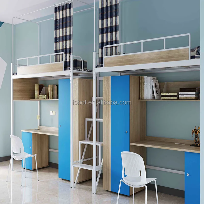 Campus furniture cheap wall bunk bed with wardrobe adult metal bunk beds with desk  bunk beds set