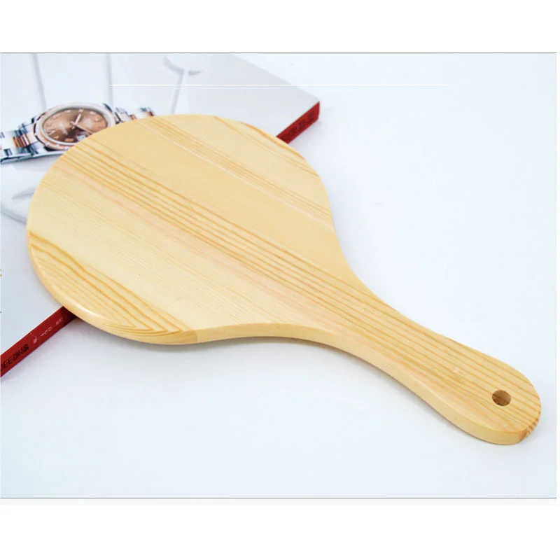 Wholesale  Wooden beauty salon hand-held cosmetic mirror Pocket Mirror With Handle bamboo