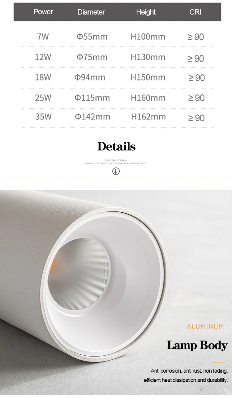 Surface Mounted Led Downlight Showroom Lighting 3000K Warm White 35W Led Cob Downlight