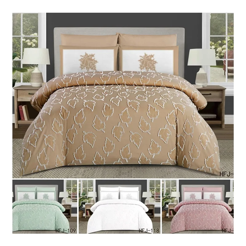 Factory cut Flowers Microfiber jacquard Duvet cover bed linen