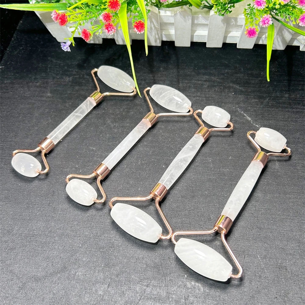 Wholesale fashion natural crystal polishing clear quartz round bead massage roller rod for lady women gifts
