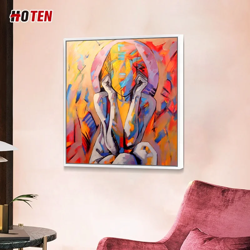 Limited 100% handmade painting waiting theme abstract decorative painting